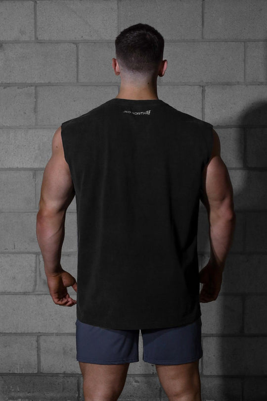 Retro Oversized Muscle Tee - Washed Black