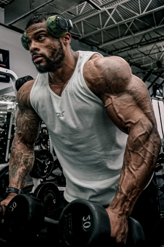 Ribbed Muscle Tank Top - White