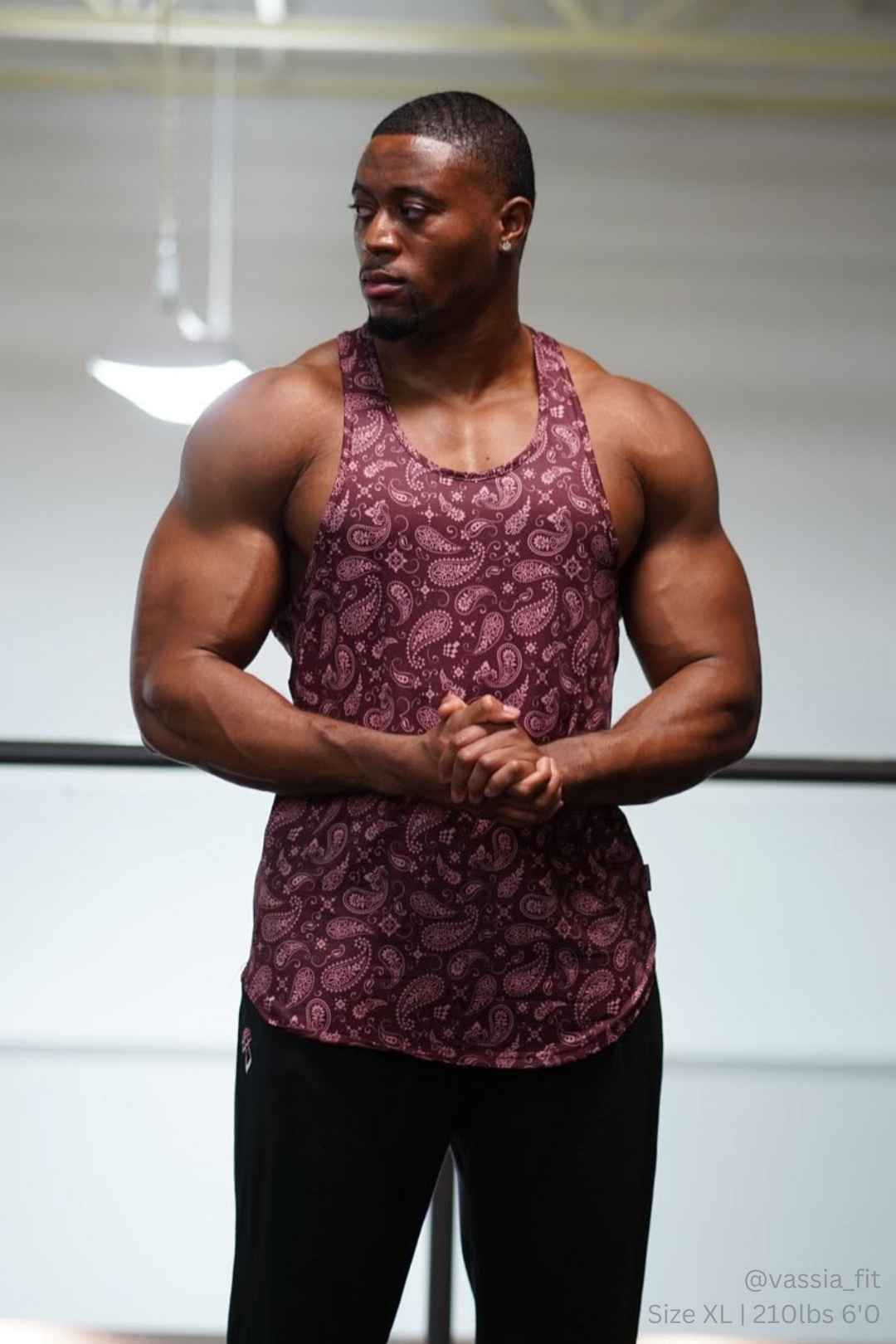 Graphic Muscle Stringer - Maroon Paisley