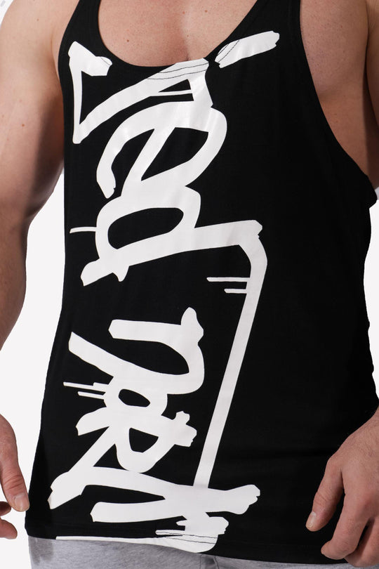 Classic Bodybuilding Racerback Stringer - Black w/ Logo - Jed North