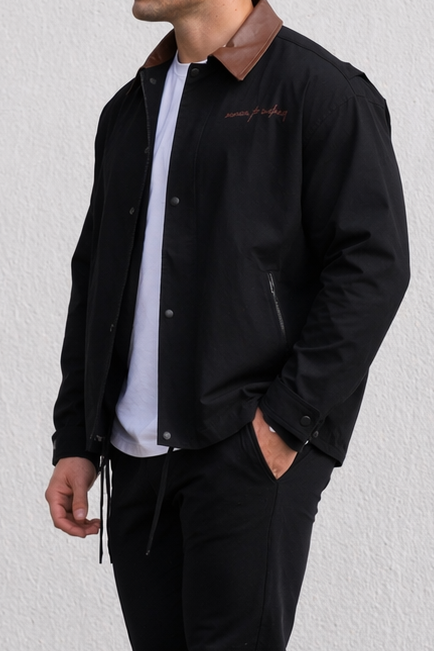 Retro Oversized Canvas Jacket - Black