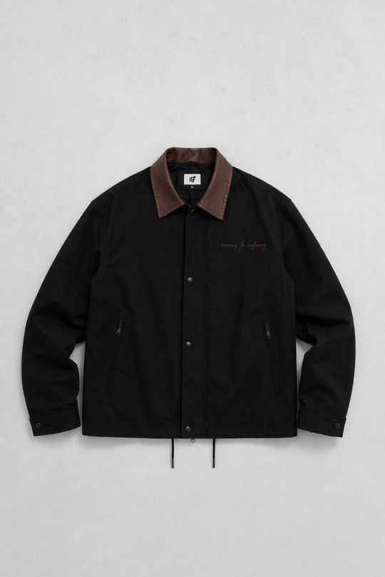 Retro Oversized Canvas Jacket - Black