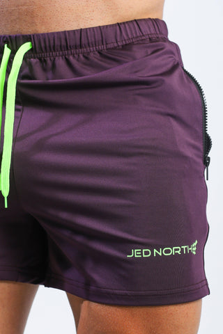 Agile Bodybuilding 4'' Shorts w Zipper Pockets - Dark Purple