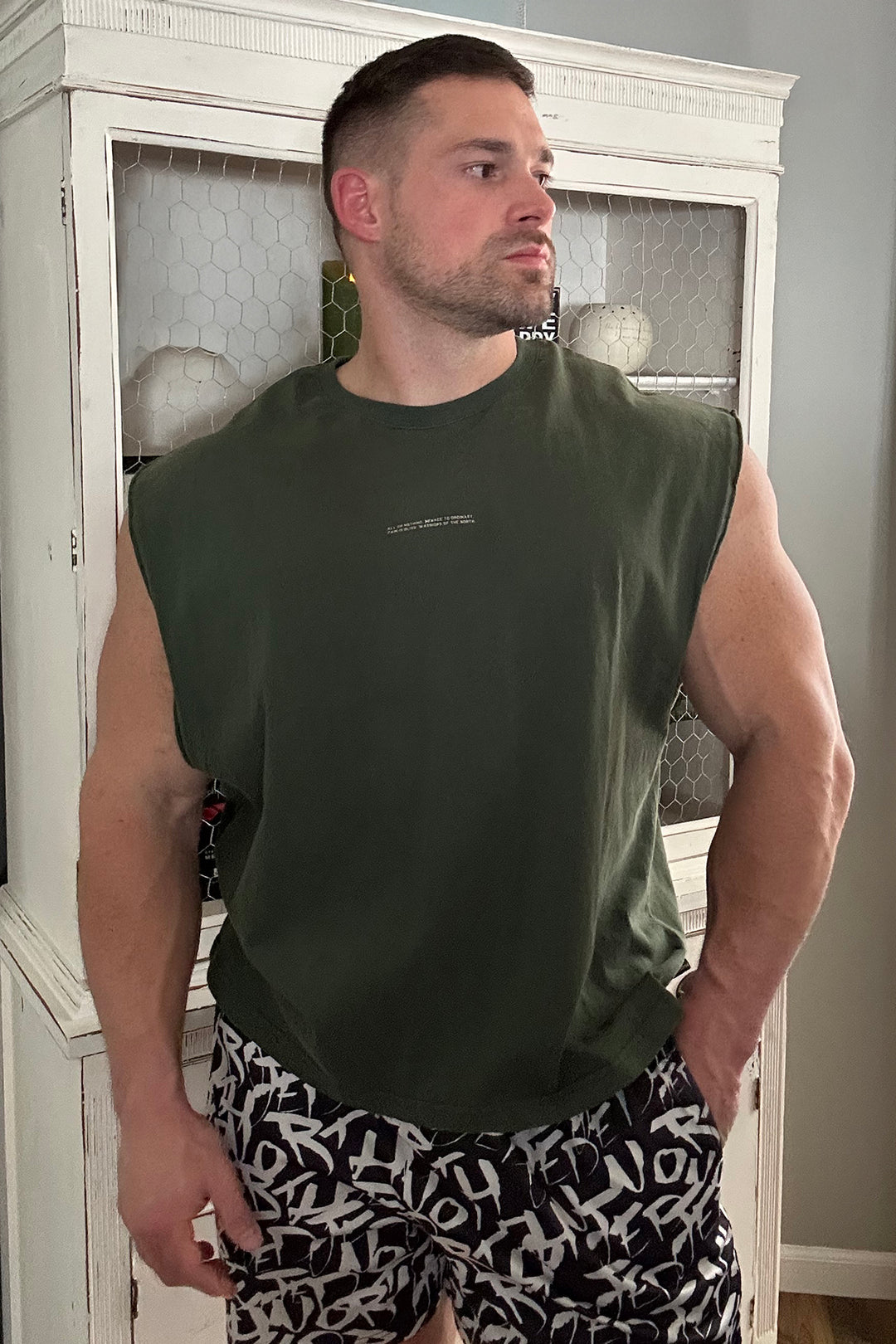 Box Cut Muscle Tee - Forest Green