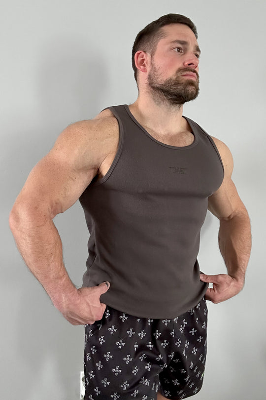 Ribbed Muscle Tank Top - Dark Gray