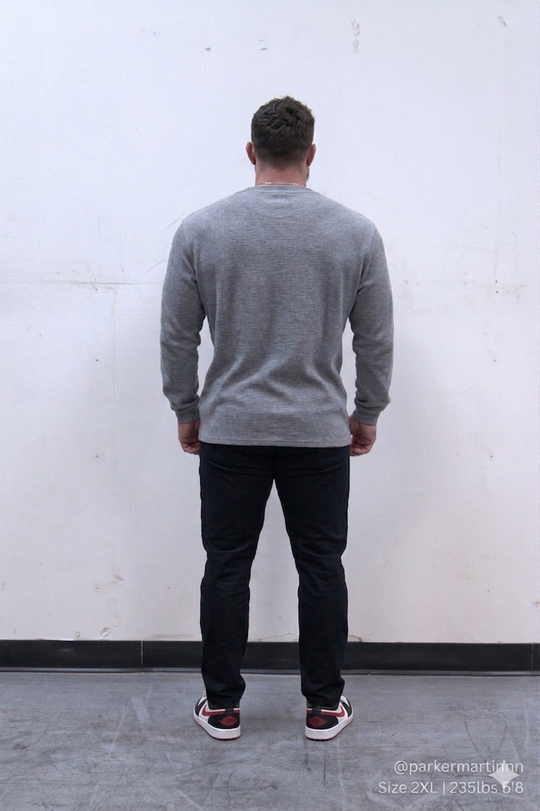 Waffle Knit Henley Long Sleeve T-Shirt - Dark Gray
