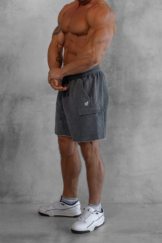 Comfort-Fit Cargo Sweat Shorts - Dark Gray