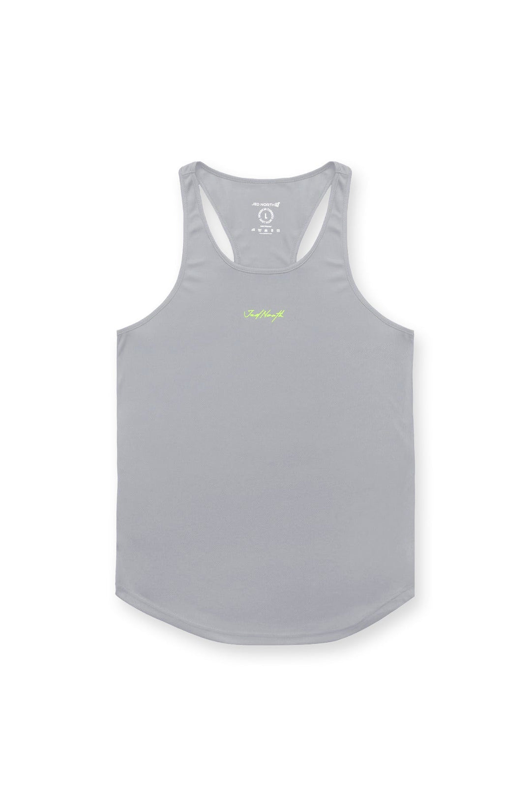 Fast-Dry Bodybuilding Workout Stringer - Light Gray w/ Neon Logo