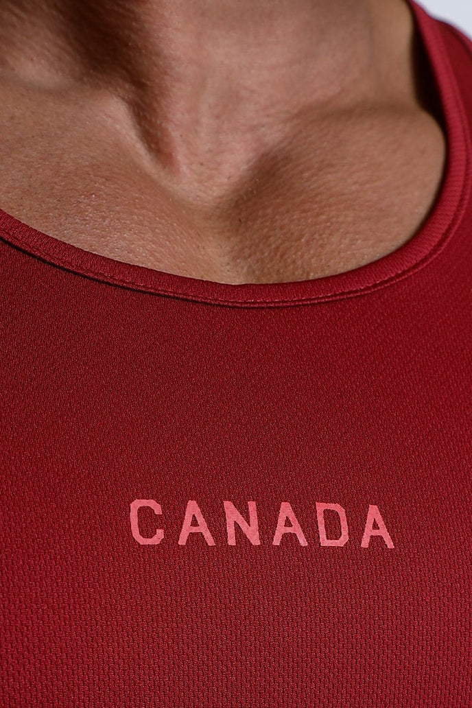 Fast-Dry Bodybuilding Workout Stringer - Maroon w/ Canada Logo – Jed North