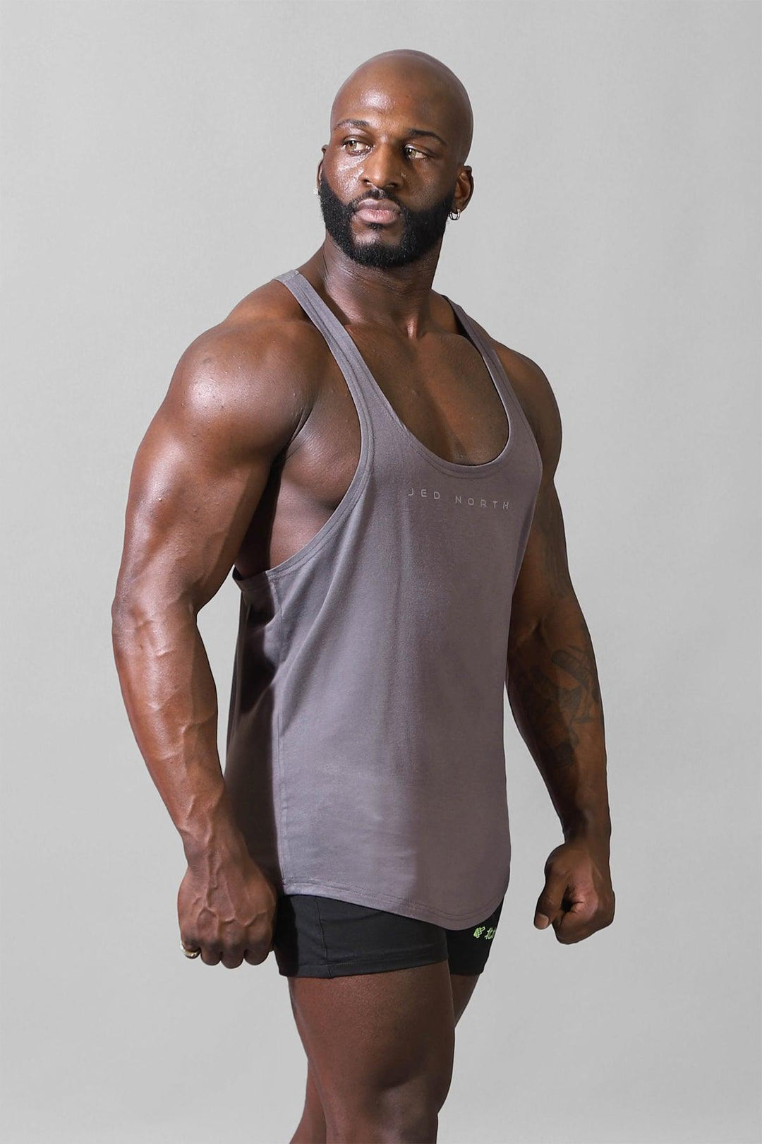 Classic Bodybuilding Racerback Stringer - Steel Gray - Jed North