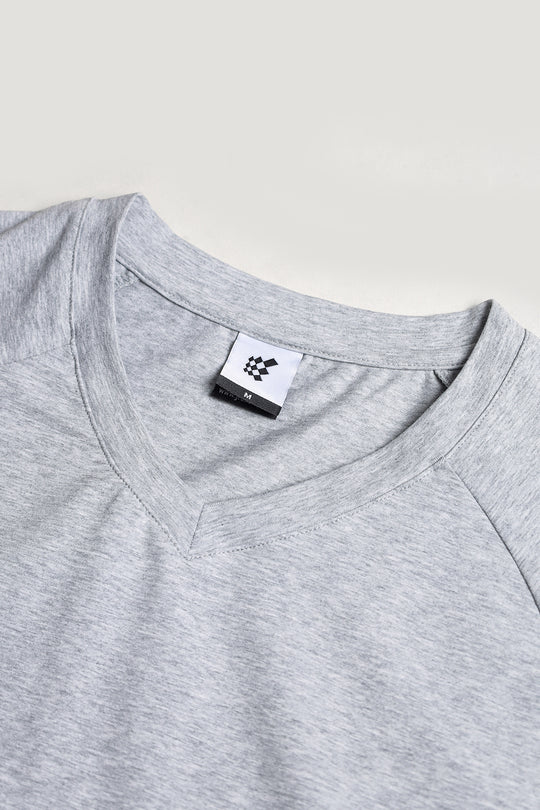 V Neck Muscle-Fit T-Shirt - Light Gray