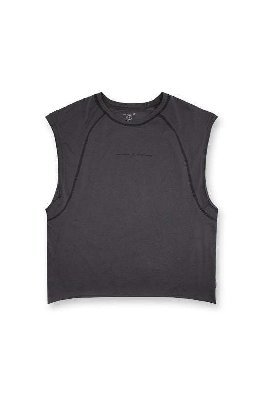 Raglan Sleeveless Tank Top - Dark Gray