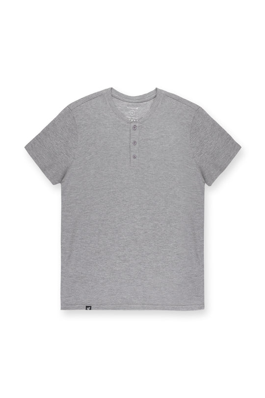 Waffle Henley T-Shirt - Light Gray