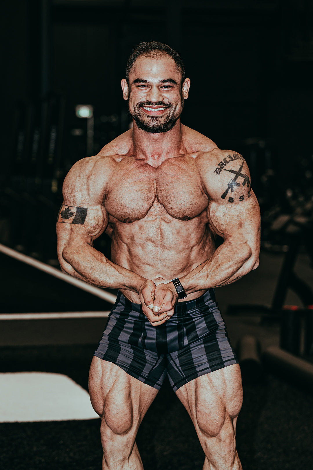 Retro Bodybuilding Shorts - Black & Gray