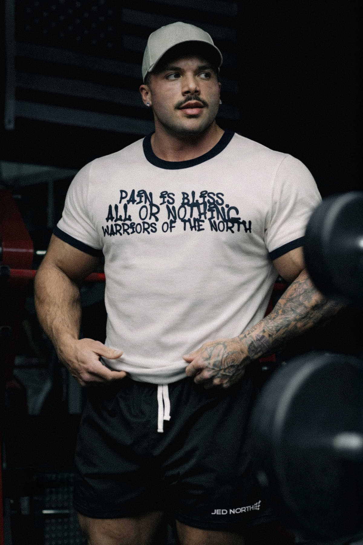 Muscle-Fit Ringer Tee - White w/ Navy Trim – Jed North