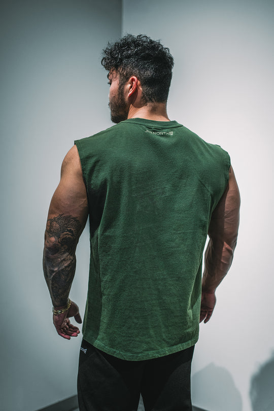 Retro Oversized Muscle Tee - Forest Green