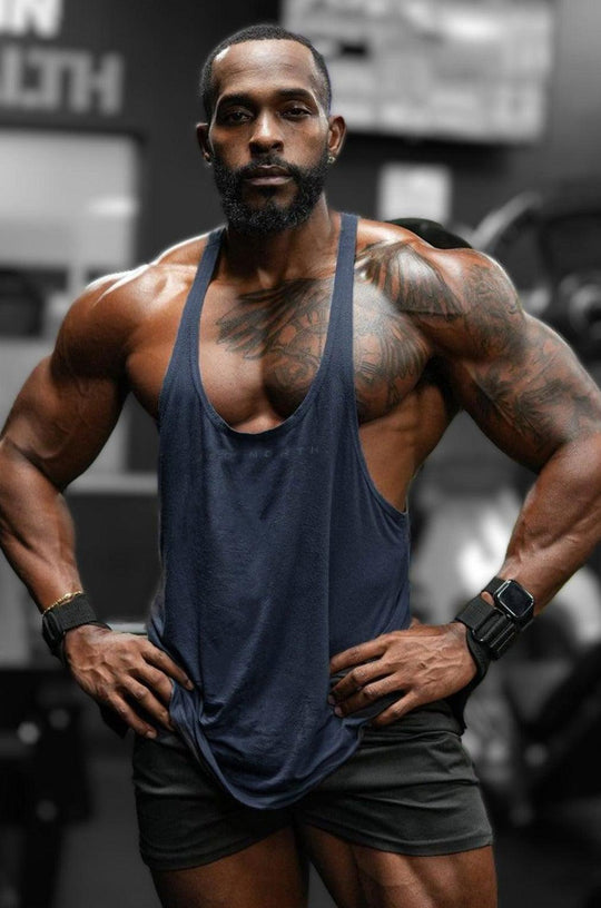 Classic Bodybuilding Racerback Stringer - Navy - Jed North